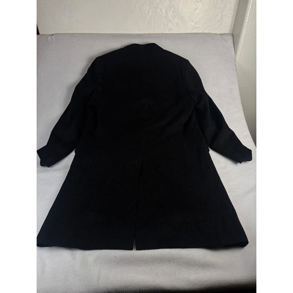 Brooks Brothers Mens Black Wool Velvet Collar Chesterfield Overcoat Size 45R